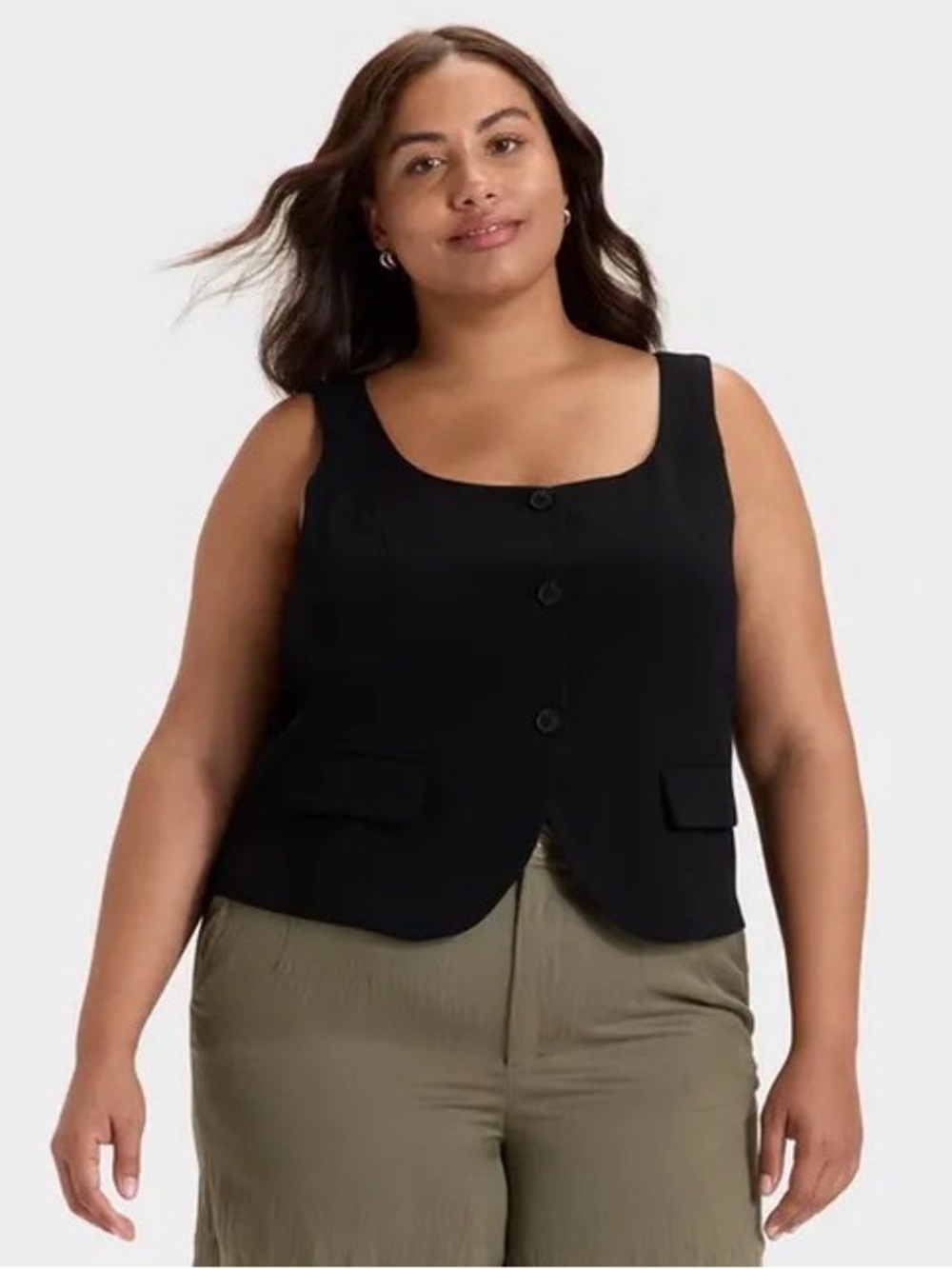 Women's Signature Crepe Scoop Vest - A New Day Black
3X
New with Tag